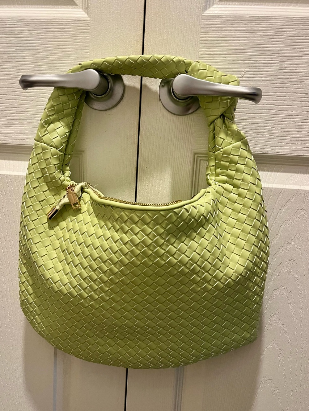 Anthropologie Lime Woven Hobo Bag